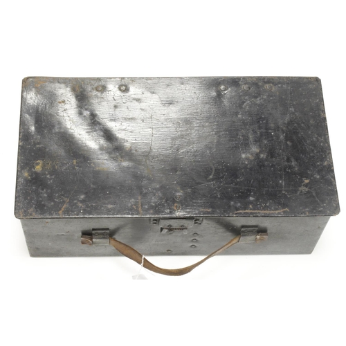 174 - WW1 Lewis gun metal spare magazine carrying case.  All complete with middle compartment and leather ... 