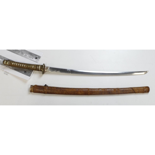 178 - WW2 Japanese Naval Officers Sword. Nice Markings on the Tang. However, slight damage to the blade ed... 