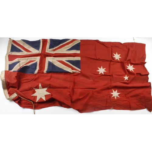 196 - Australian WW1 Flag, service wear, issue stamped to edge, Jerusalem 1915, approx 5 foot long, no mot... 