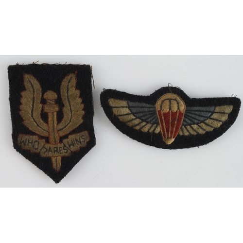 215 - Badges WW2 SAS and other cloth types.