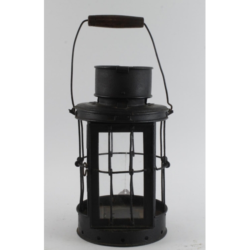 240 - British 1918 Trench Art Lantern, made by Hinks Birmingham, only two pieces of glass remain. Sold as ... 