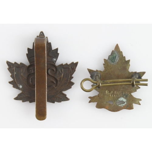 257 - Canadian WW1 badges - 26 New Brunswick Battalion, and 61 Winnipeg Overseas Battalion (maker marked).... 