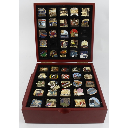 264 - Danbury Mint complete cased set of British Victory collectors pins, with certificates