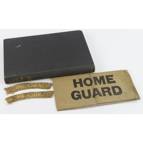 288 - Home Guard pair of Titles with pair of Div patches, Home Guard arm band and book the Home Guard prin... 