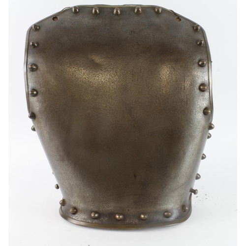 290 - Household Cavalry Troopers back plate with leather lining military marked late Victorian.