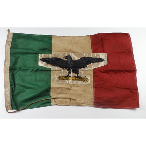 297 - Italian RSi Fascist Flag , the last of the Mussolini era, service wear, issue stamped to edge, appro... 