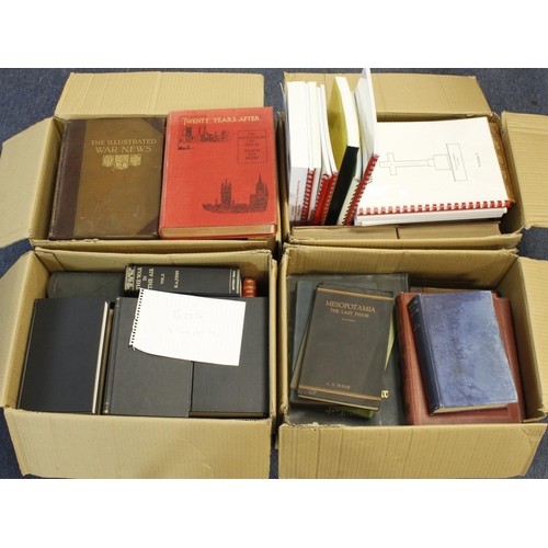 315 - Military interest. Four boxes of mostly Military related books, titles include The War in the Air, v... 