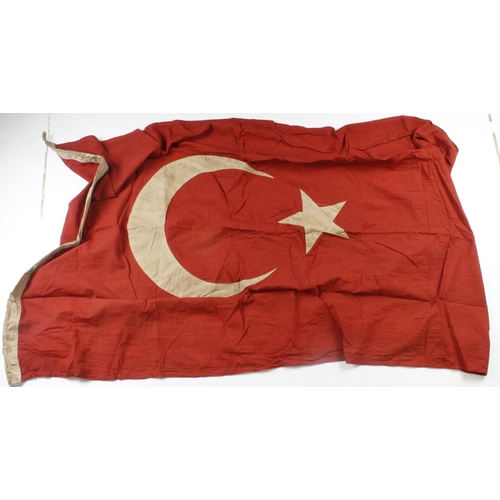 326 - Ottoman Turkish WW1 Flag, 5 foot approx, issue stamped to edge, service wear, no moth.