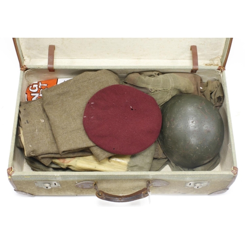 329 - Parachute Regiment related items including Para helmet with WW2 Denison smock (damaged torn), Over s... 