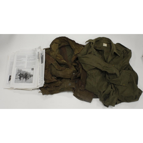 329 - Parachute Regiment related items including Para helmet with WW2 Denison smock (damaged torn), Over s... 