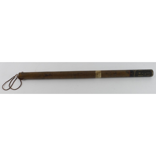 334 - Police truncheon/stave - Geo III decorated truncheon / stave - rare item, shows some wear.