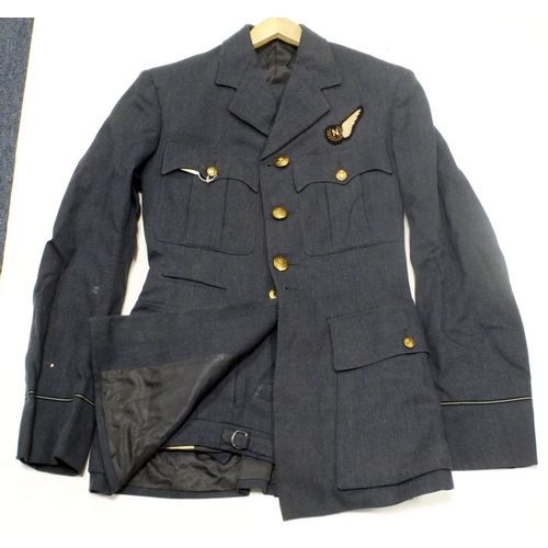 347 - RAF navigators uniform with navigators brevet, king crown brass buttons named to D  P A Collins and ... 