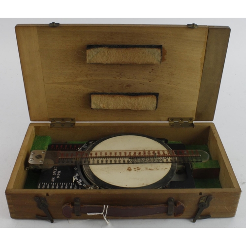 356 - RAF WW2 AM marked course & speed calculator MK 11 A in its original wooden storage box.