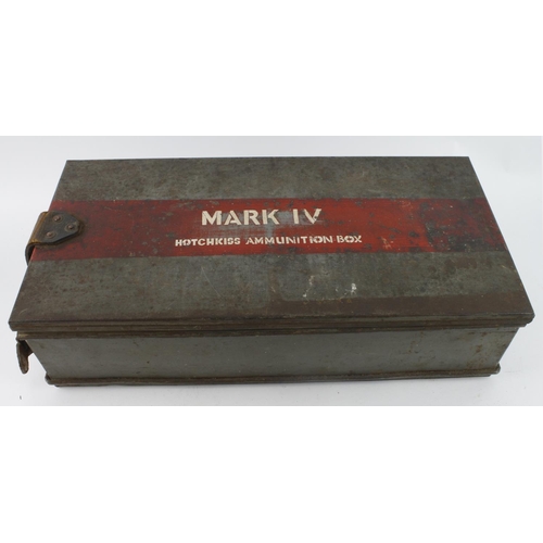 370 - Rare British Mk IV Tank Hotchkiss Machine Gun Ammunition Tin. Nice straight tin with good leatherwor... 