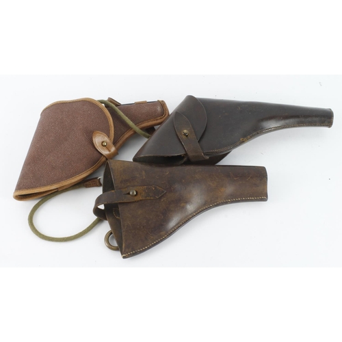 373 - Revolver Holsters, being 1) British World War I officer’s private purchase for a Webley; 2) a Patter... 