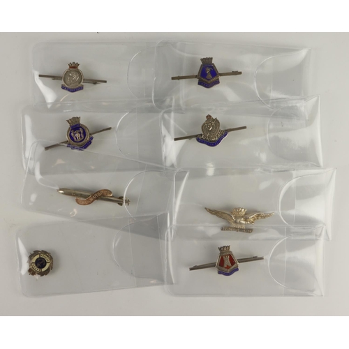 400 - Sweetheart silver & enamelled pin badges, all with Naval interest - HMS Newcastle, Ceylon, Cleopatra... 