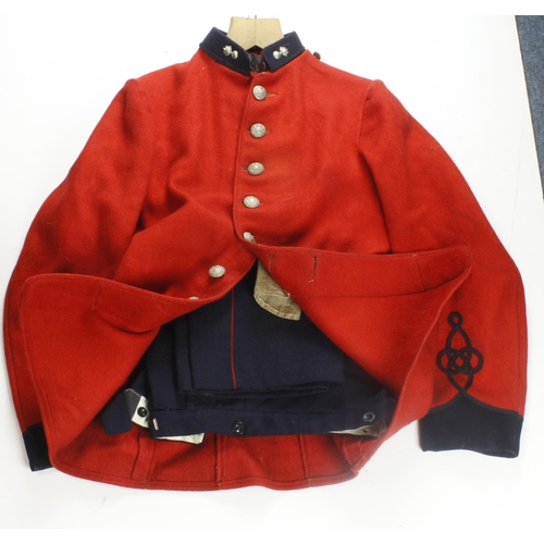 419 - Victorian volunteer artilleryman’s service jacket with Victorian buttons, RA collar badges, written ... 