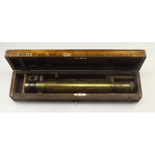 425 - World War I General Service Cased Gun Sighting Telescope, dated 1918, brass, marked 'G.S. TELESCOPE ... 