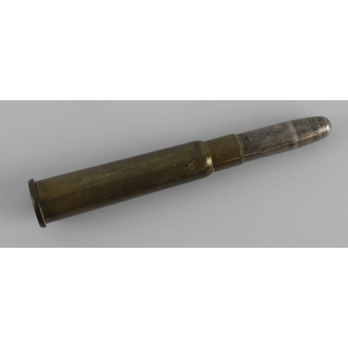 469 - WW1 Princess Mary bullet pencil with M engraved on case and silver top as issued to officers.