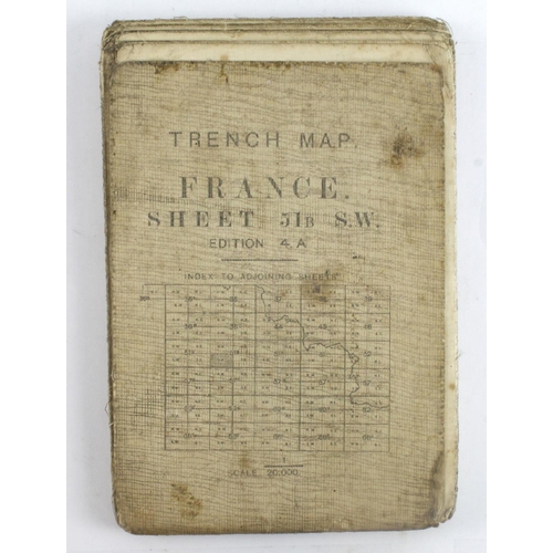 477 - WW1 Trench map France 1:20,000 51b SW signs age and wear.