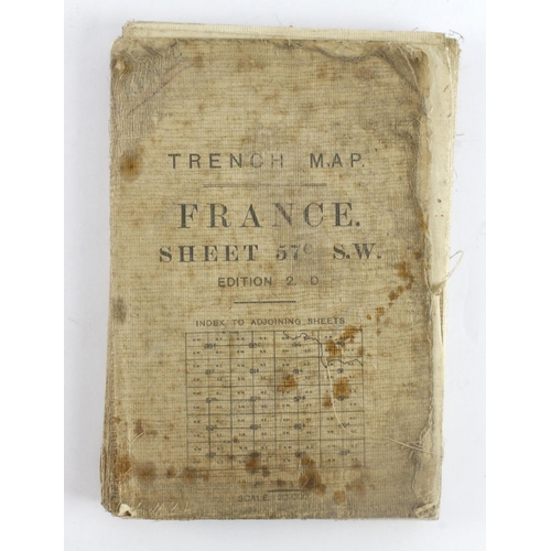 478 - WW1 Trench map France 1:20,000 57c SW signs age and wear.