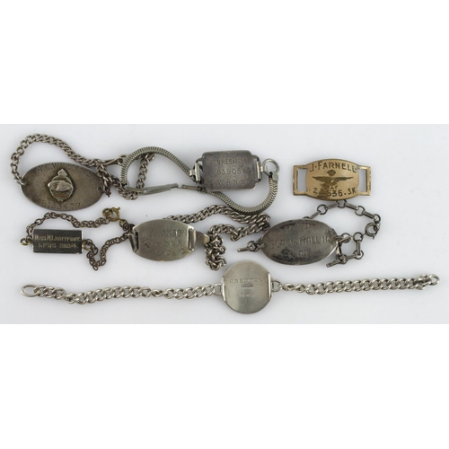 501 - WW2 collection of silver ID bracelets to 276362 W l Hanson E.C, 639095 WREN M E Barrett W.R.N.S, 378... 