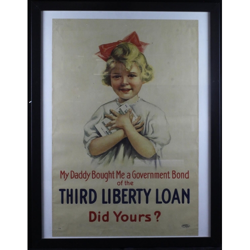 553 - WWI Poster 'My Daddy Bought Me a Government Bond of the Third Liberty Loan, Did Yours?', 11A, printe... 