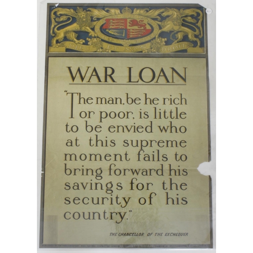 558 - WWI Poster 'War Loan, The man, be he rich or poor…, The Chancellor of the Exchequer', published by t... 