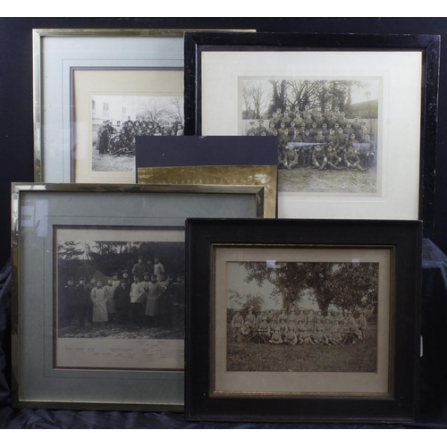 560 - WWI. Five framed Regimental photographs, regiments include 'C Battery 177th Brigade, Royal Field Art... 