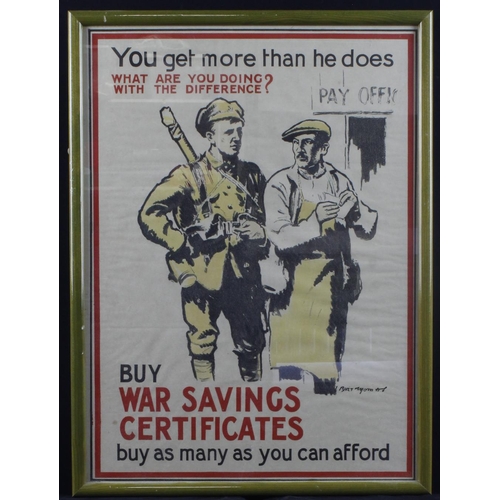 563 - WWII Poster 'Buy War Savings Certificates', 36cm x 49cm approx., framed