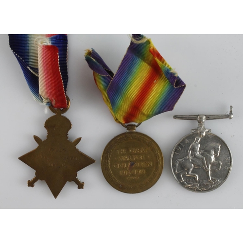 621 - 1915 Star Trio (17007 Pte B Arton Suffolk R) suspender damaged to BWM. With copied research. Born Wi... 