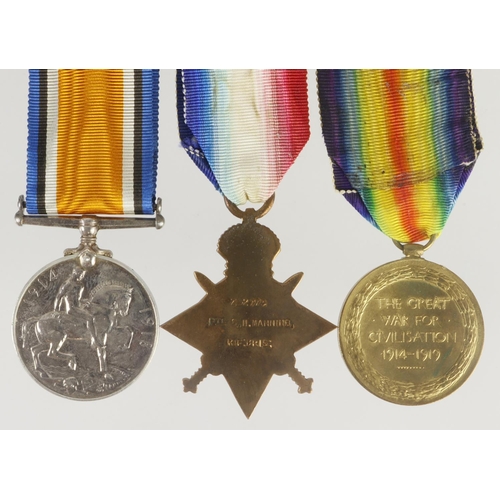 666 - 1915 Star Trio (Z-2773 Pte C H Manning Rif: Brig:) Killed in Action 10/7/1916 with the 13th Bn. On t... 