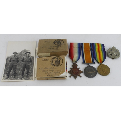 667 - 1915 Star Trio (Z-525 Pte-A.Cpl- C J Redford Rif Brig). Boxed Defence Medal C J Redford of Chadlingt... 