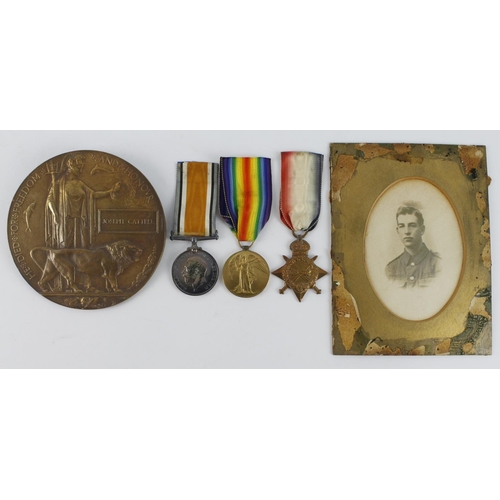 674 - 1915 Star Trio and Death Plaque for 13732 Cpl Joseph Cattell 2nd Bn Worcestershire Regt. Plaque with... 