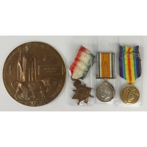 675 - 1915 Star Trio and Death Plaque for 16931 Pte Alexander Ashard 2nd Bn Essex Regt. (small correction ... 