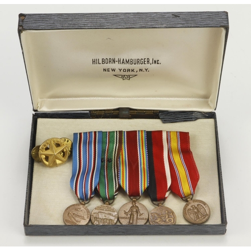 678 - American miniature medal group mounted as worn in Hilborn-Hamburger case, attributed to Commander Wi... 