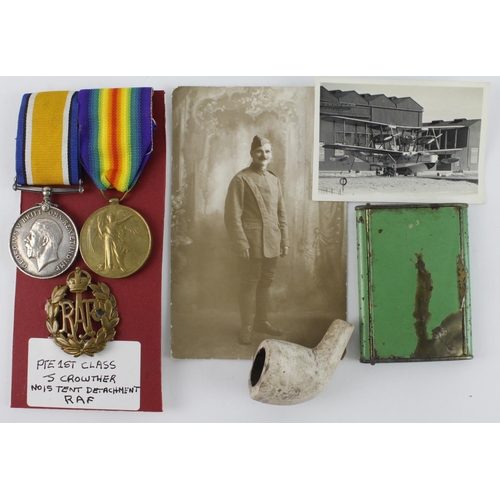 687 - BWM & Victory Medal (107616 3.A.M. J Crowther RAF).