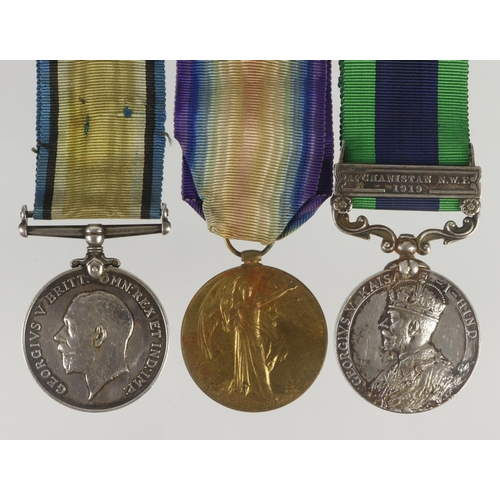 690 - BWM & Victory Medal (131441 Gnr A F Dey RA), with IGS GV clasp Afghanistan NWF 1919 (131441 Gnr A F ... 