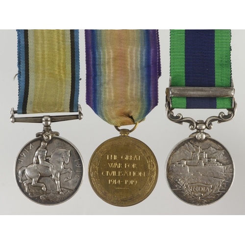 690 - BWM & Victory Medal (131441 Gnr A F Dey RA), with IGS GV clasp Afghanistan NWF 1919 (131441 Gnr A F ... 