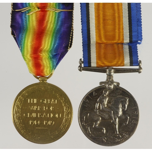 701 - BWM & Victory Medal (241489 Pte J Gildersleeve Suffolks) served 2nd Bn