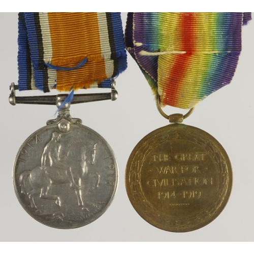 706 - BWM & Victory Medal (36396 Pte G Cooper N.Lan.R.) served 1/5 Bn