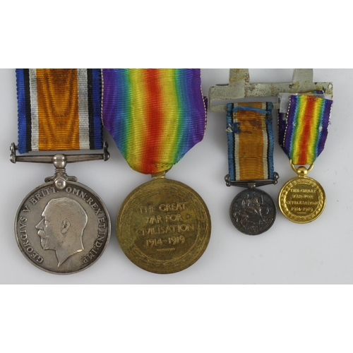 708 - BWM & Victory Medal (39145 Pte A E Wiggins K.R.Rif.C.). + miniatures