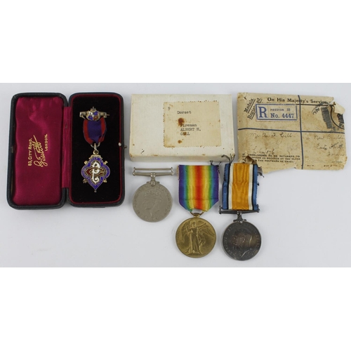 720 - BWM & Victory Medal (J.87783 H A Flew ORD RN). Plus various medals etc relating to Albert H. Gill. (... 