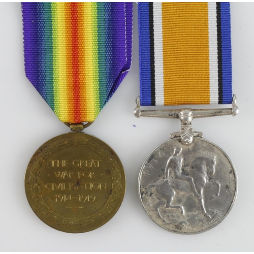 725 - BWM & Victory Medal (PW.2478 Pte T Burling Middx Regt). Served 19th Bn, Killed in Action 20th August... 