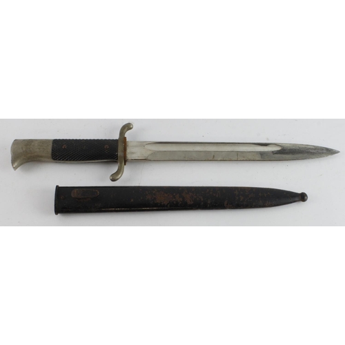 74 - German WW2 fireman’s dress dagger unmarked blade in its black painted scabbard.