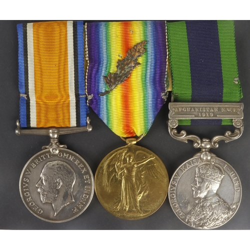 745 - BWM & Victory Medal with MID (Capt J Benfield), and IGS GV with Afganistan NWF 1919 clasp (Capt J Be... 