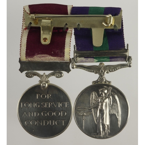 773 - CSM QE2 with Cyprus clasp (23242862 Cfn D A Barns REME), Regular Army LSGC Medal QE2 (23242862 S.Sgt... 