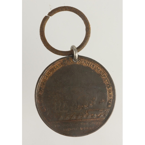 774 - Davison's Nile Medal 1798 with traces of gilt = Petty Officers issue. Unnamed, holed at 12 o'clock