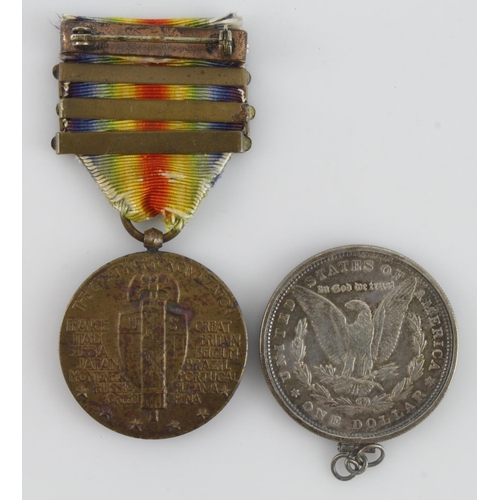 808 - Great War United States Victory Medal with bars Aisne-Marne / Meuse-Argonne / Defensive Sector.