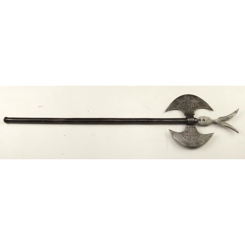 86 - Indo-Persian Double-headed Processional Tabar Battle-axe, mid-19th Century, all steel construction w... 